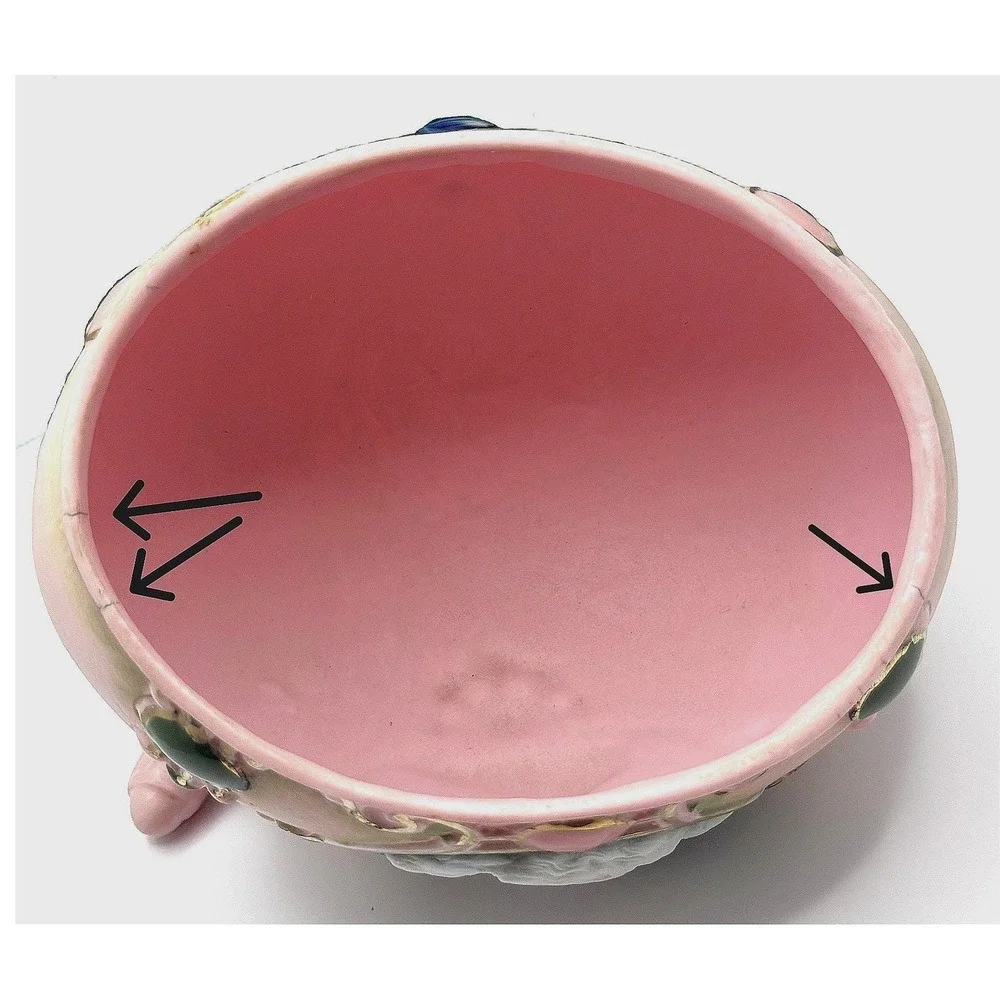 Antique Schafer-Vater Pink Jasperware Vanity Set Oblong Bowl & Crown Star Vase